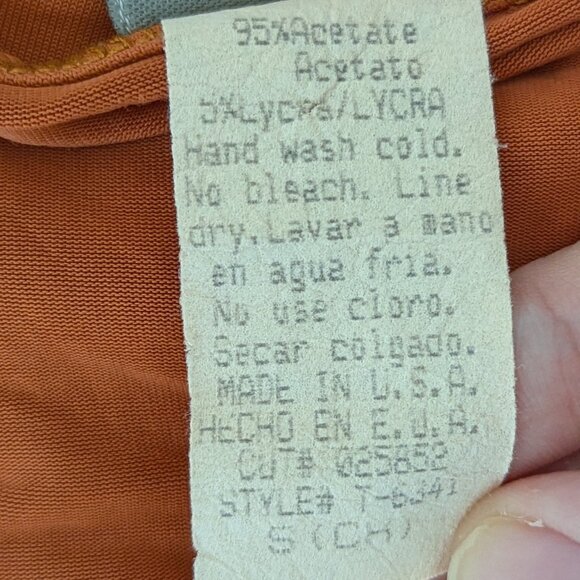 Vintage Late 90s Y2K Orange Stretchy V-Neck Sleeveless Tank Top Size Small - Picture 6 of 6